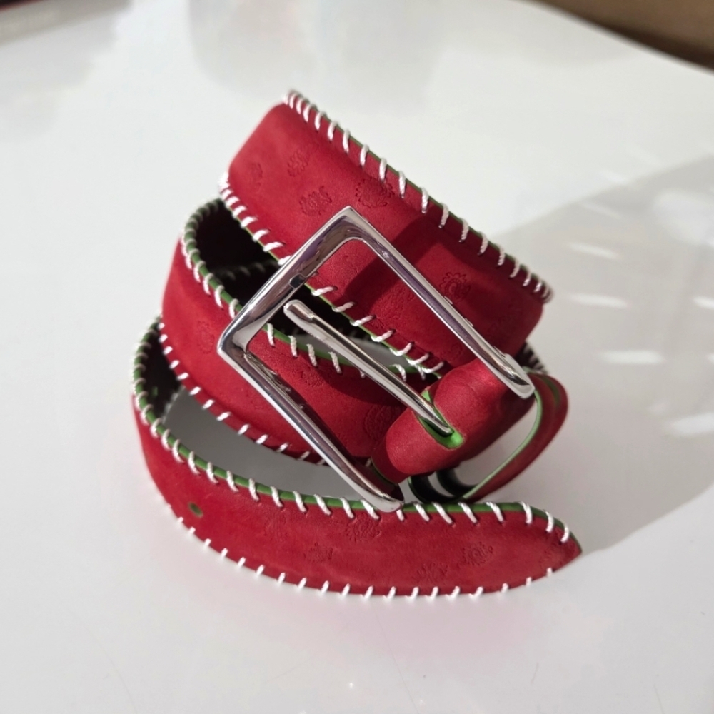 Robert Graham - Oxblood Griffith Leather Belt Size 34 - Picture 3 of 12